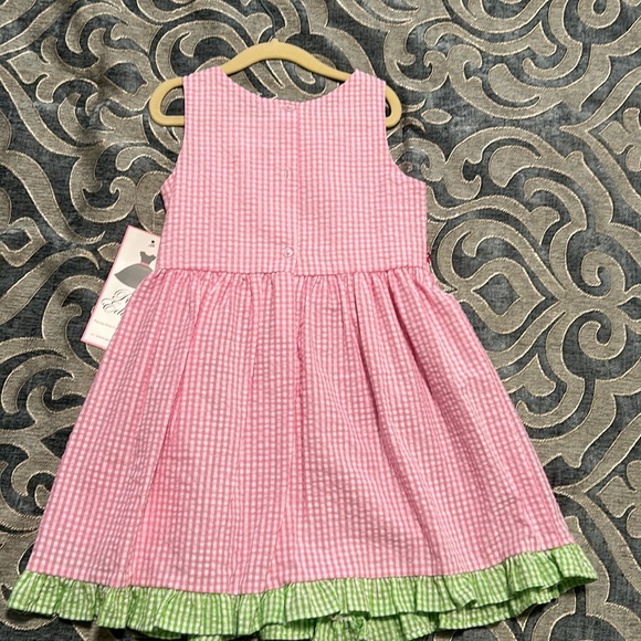 Rare Editions Sleeveless Seersucker Dress Butterfly Appliqué - Picture 3 of 4